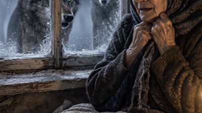 تسعة ذئاب حاصرت بيت امرأة مسنّة ولم تتحرك عن بابها تقريبًا لثلاثة أيام