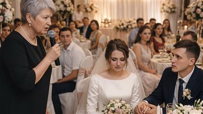 في منتصف الاحتفال تمامًا، أمسكت والدة العريس بالميكروفون، وبدون أي خجل أمام الضيوف، وصفت كنّتها بأنها متسولة